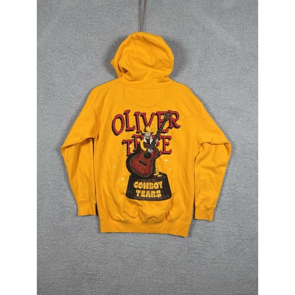 Oliver Tree Cowboy Tears Hoodie Mens Size M Yellow Pullover Sweatshirt Tour - Picture 1 of 8